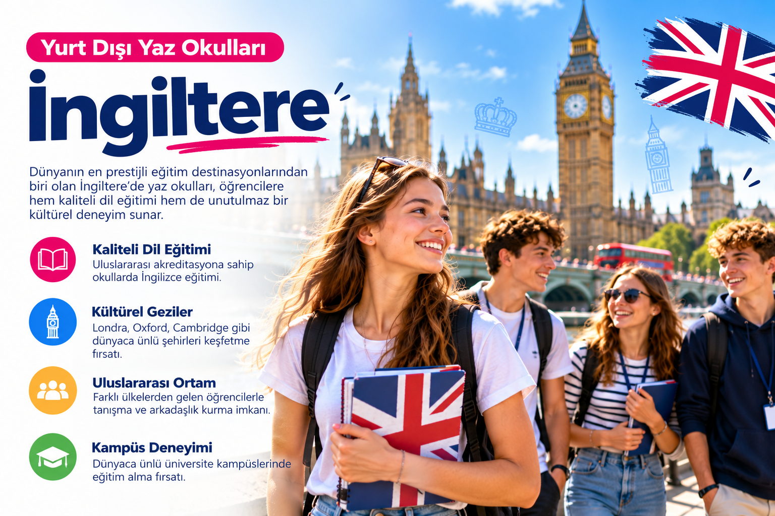 Yurt Dışı Yaz Okulları İngiltere’de renkli yaz okulu deneyimi
